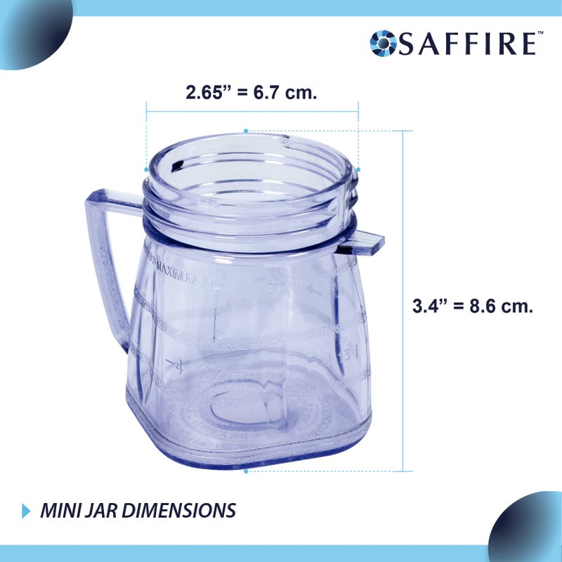 SAFFIRE Replacement Mini 1-cup Plastic Jar by Saffire, fits most Oster Blenders (4 Pieces) - Image 3